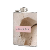 Personalisierte Naturholz-Körner-Textur Flachmann (Links)