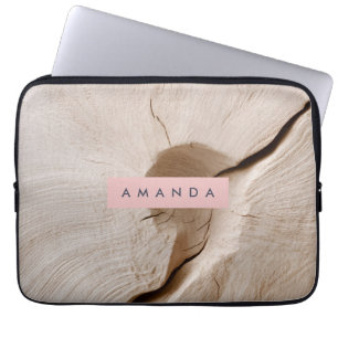 Personalisierte Naturholz-Körner-Textur Laptopschutzhülle