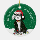 Personalisierte Naughty Bernedoodle Keramik Ornament (Hinten)