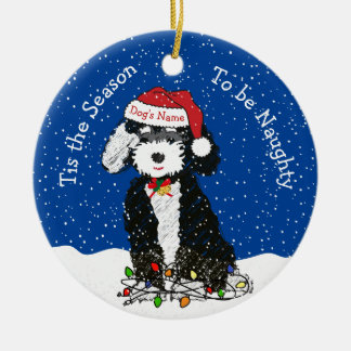 Personalisierte Naughty Bernedoodle Keramik Ornament