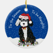 Personalisierte Naughty Bernedoodle Keramik Ornament (Hinten)