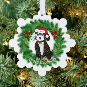 Personalisierte Naughty Bernedoodle Snowflake Ornament Karte