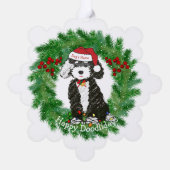 Personalisierte Naughty Bernedoodle Snowflake Ornament Karte (Rückseite)