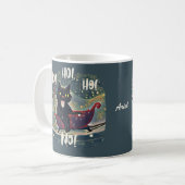 Personalisierte Naughty Black Cat Sled AntiChristm Kaffeetasse (Vorderseite Links)
