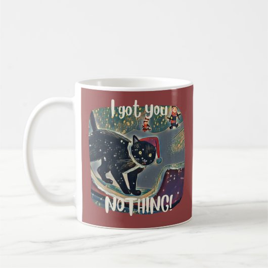Personalisierte naughty Black Cat Sled Funny Xmas Kaffeetasse (Links)