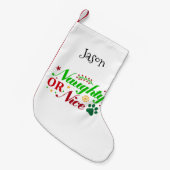 Personalisierte Naughty oder Nizza mit Hundepfeife Kleiner Weihnachtsstrumpf (Vorderansicht (hängend))