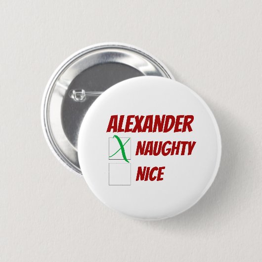 Personalisierte Naughty oder schöne Weihnachten Button (Vorne & Hinten)