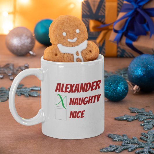 Personalisierte Naughty oder schöne Weihnachten Kaffeetasse
