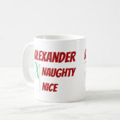 Personalisierte Naughty oder schöne Weihnachten Kaffeetasse (Vorderseite Links)