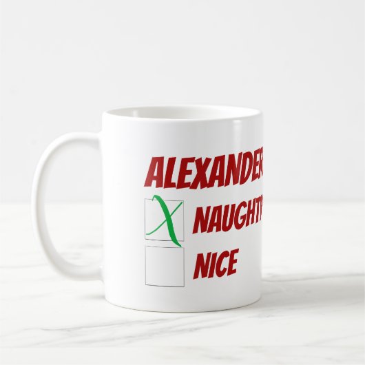 Personalisierte Naughty oder schöne Weihnachten Kaffeetasse (Links)