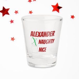 Personalisierte Naughty oder schöne Weihnachten Schnapsglas