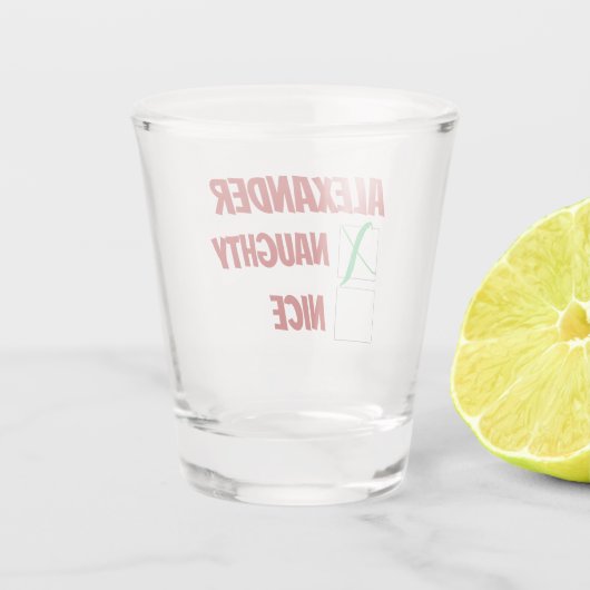 Personalisierte Naughty oder schöne Weihnachten Schnapsglas (Rückseite)