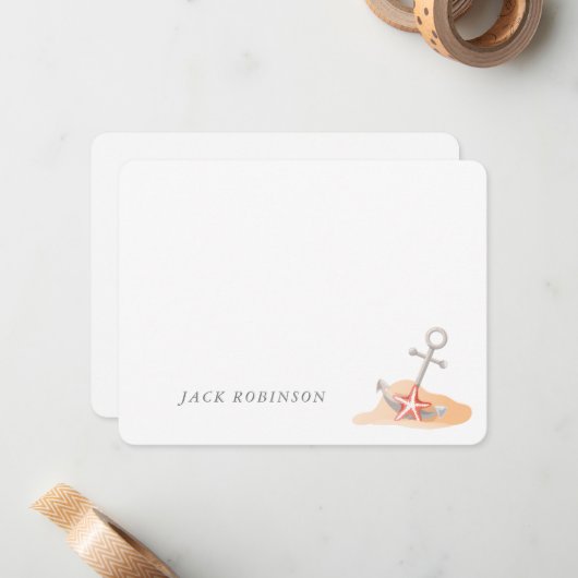 Personalisierte Nautic Anchor Starfish Note Card Mitteilungskarte (Vorderseite/Rückseite Beispiel)