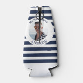 Personalisierte Nautic Foto Navy Strip Flasche Flaschenkühler (Rückseite)