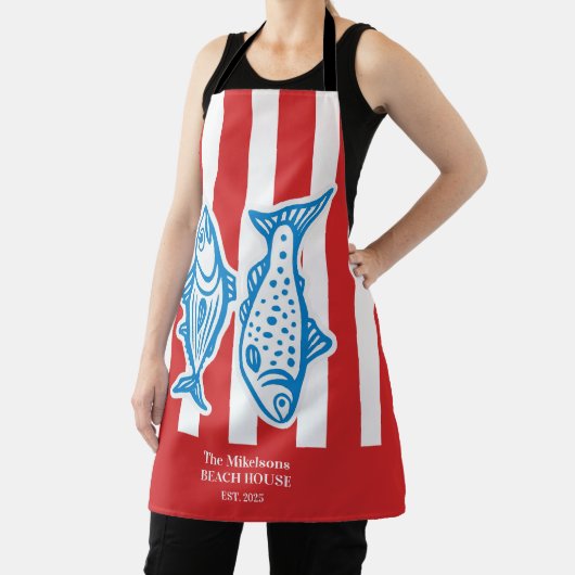 Personalisierte Nautical Red Sardine Streifen Schürze (InSitu)