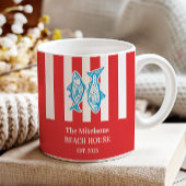 Personalisierte Nautical Red Sardine Streifen Zweifarbige Tasse
