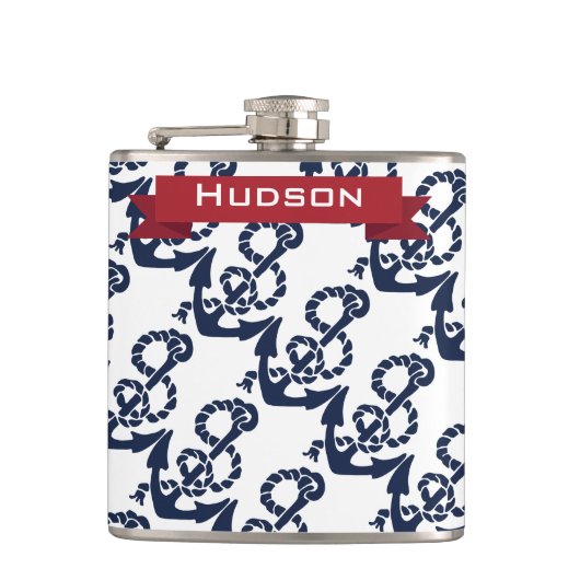 Personalisierte Nautische Flasche Flachmann (Vorderseite)