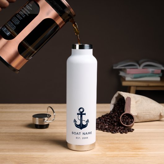Personalisierte nautische Kapitäns-Ausrüstung Navy Trinkflasche (Kaffee (gedreht))