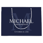 Personalisierte Nautische Navy-Trauzeuge Große Geschenktüte (Vorderseite)