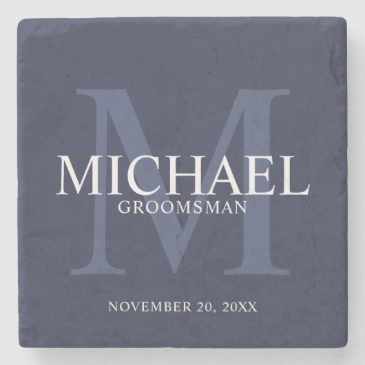 Personalisierte Nautische Navy-Trauzeuge Steinuntersetzer (Vorderseite)