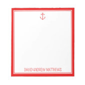 Personalisierte nautische Rot- und Weißanken Notizblock (Vorderseite)