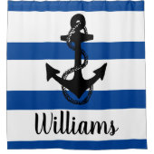 Personalisierte nautische Streifen mit ANCHOR| Duschvorhang (Vorderseite)