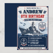 Personalisierte Navy-Armee-Schiff-Geburtstagsfeier Einladung (Vorne/Hinten)