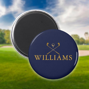 Personalisierte Navy Blau und Gold Name Golfschläg Magnet