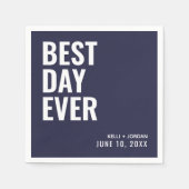 Personalisierte Navy Blue Best Day Ever Wedding Serviette (Vorderseite)