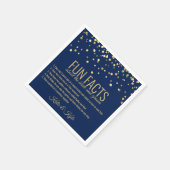 Personalisierte NAVY BLUE Gold Confetti FUN FACTS Serviette (Ecke)