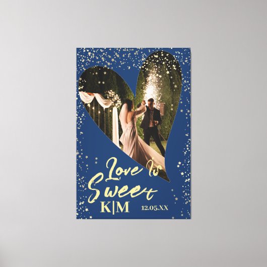 Personalisierte Navy Blue Gold Liebe ist süße Hoch Leinwanddruck (Vorderseite)