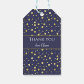 Personalisierte Navy Blue Gold Polka Dots Geschenk Geschenkanhänger (Rückseite)