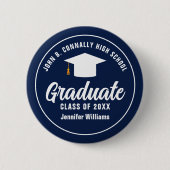 Personalisierte Navy Blue Graduation Party Button (Vorderseite)