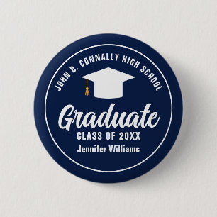 Personalisierte Navy Blue Graduation Party Button
