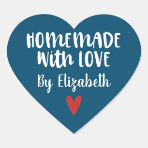 Personalisierte Navy Blue Homemade mit Liebe Herz-Aufkleber