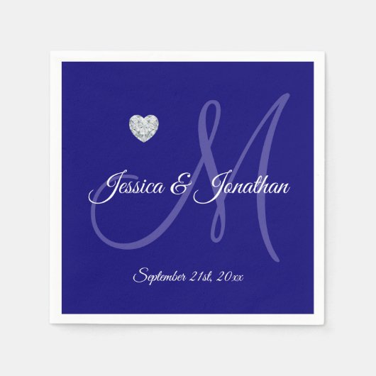Personalisierte NAVY BLUE Mit Monogramm Hochzeit Serviette (Vorderseite)