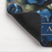 Personalisierte Navy Blue Rose Gold Ölgemälde Mousepad (Ecke)