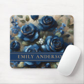 Personalisierte Navy Blue Rose Gold Ölgemälde Mousepad (Mit Mouse)