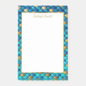 Personalisierte Navy Blue und Gold Mermaid Scales Post-it Klebezettel (Vorderseite)