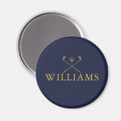 Personalisierte Navy Blue und Gold Name Golf Clubs Magnet (Vorderseite/Rückseite)