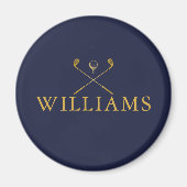 Personalisierte Navy Blue und Gold Name Golf Clubs Magnet (Vorne)
