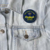 Personalisierte Navy Blue Yellow Graduation Party Button (Beispiel)