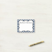 Personalisierte Navy Gingham Post - Anmerkungen Post-it Klebezettel (Auf Schreibtisch)
