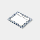 Personalisierte Navy Gingham Post - Anmerkungen Post-it Klebezettel (angewinkelt)