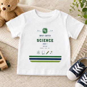 Personalisierte Navy-Grün-Wissenschaftsschulhülle Baby T-shirt