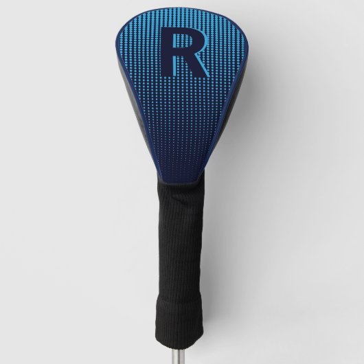 Personalisierte Navy-Halfton-Monogramm-Initiale Golf Headcover (Vorderseite)