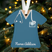 Personalisierte Navy-Krankenschwester-Arztkleidung Ornament