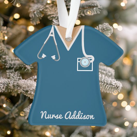 Personalisierte Navy-Krankenschwester-Arztkleidung Ornament