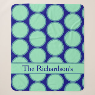 Personalisierte Navy-Mint-Polka-Dot-Pattern-Modern Sherpadecke