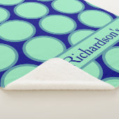 Personalisierte Navy-Mint-Polka-Dot-Pattern-Modern Sherpadecke (3/4)